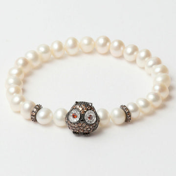 Bracelet Femme Lancaster JLA-BR-OWL-4-WH Marron Blanc Argent 925 16 mm