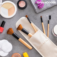 Ensemble de Pinceaux de Maquillage en Bois avec Trousse Miset InnovaGoods 5 Pièces