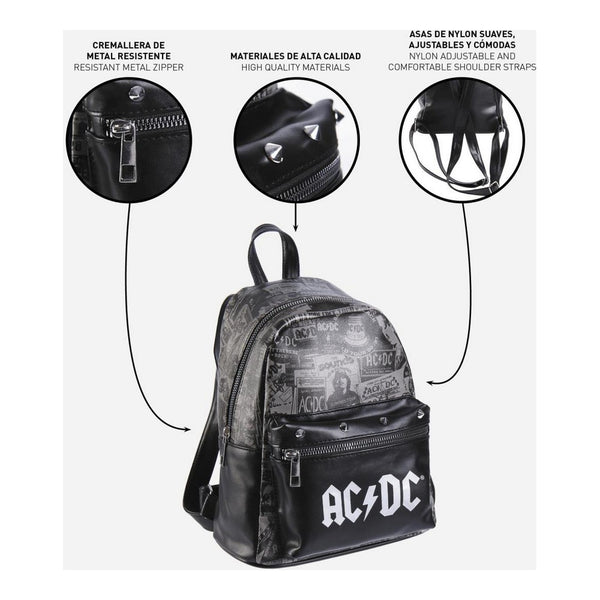 Sac à dos Casual ACDC Noir (22 x 27 x 12,5 cm)