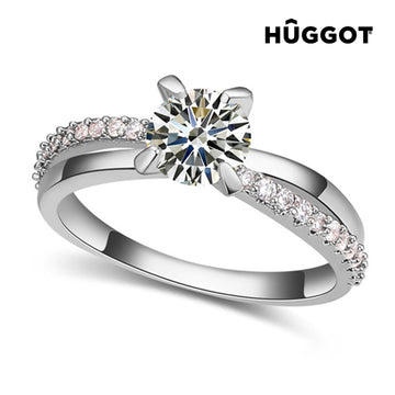 Bague Plaqué Rhodium et Zirconites You & Me Hûggot